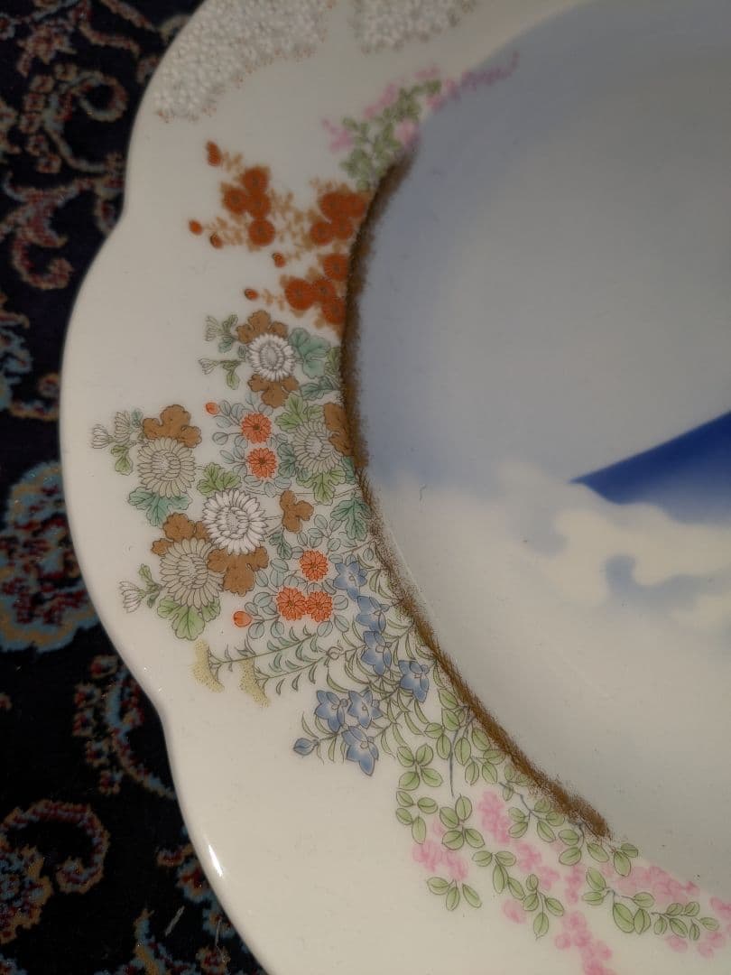 【超希少】深川製磁　官窯富士に初日　盛皿