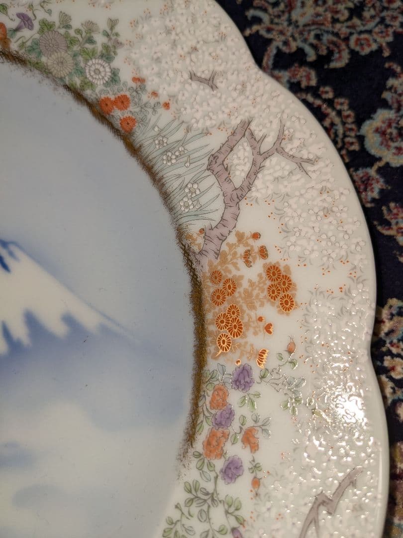 【超希少】深川製磁　官窯富士に初日　盛皿