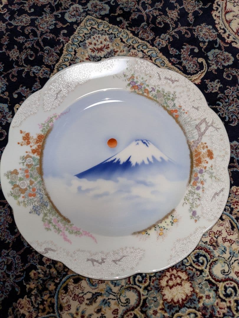 【超希少】深川製磁　官窯富士に初日　盛皿