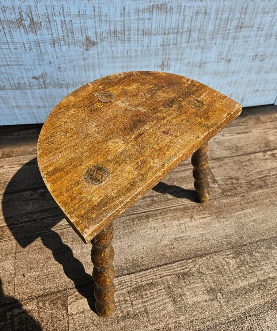 フランスアンティーク 木製 ウッドスツール 花台 飾り台 ドール ボビンレッグ