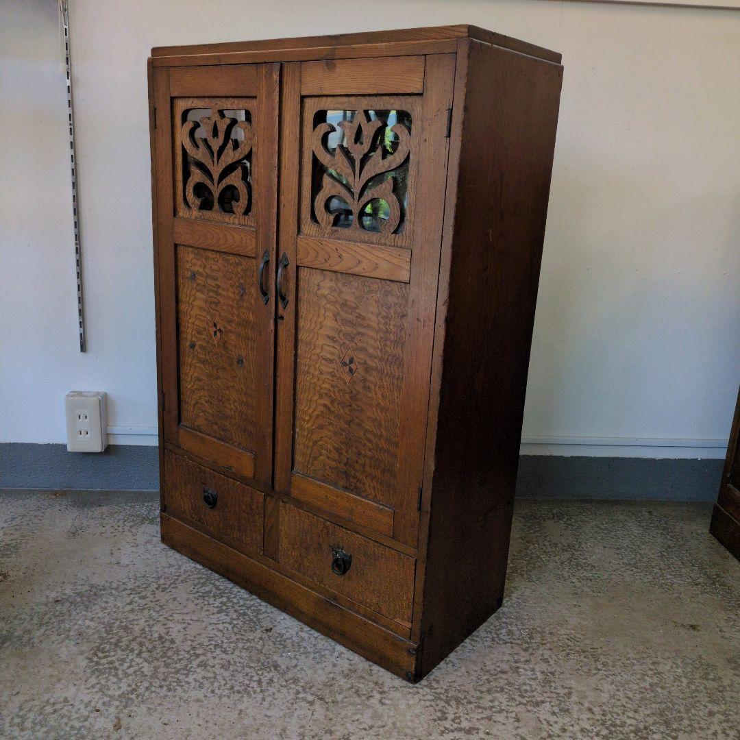 希少　アンティーク　棚　シェルフ　木製 本棚　食器棚