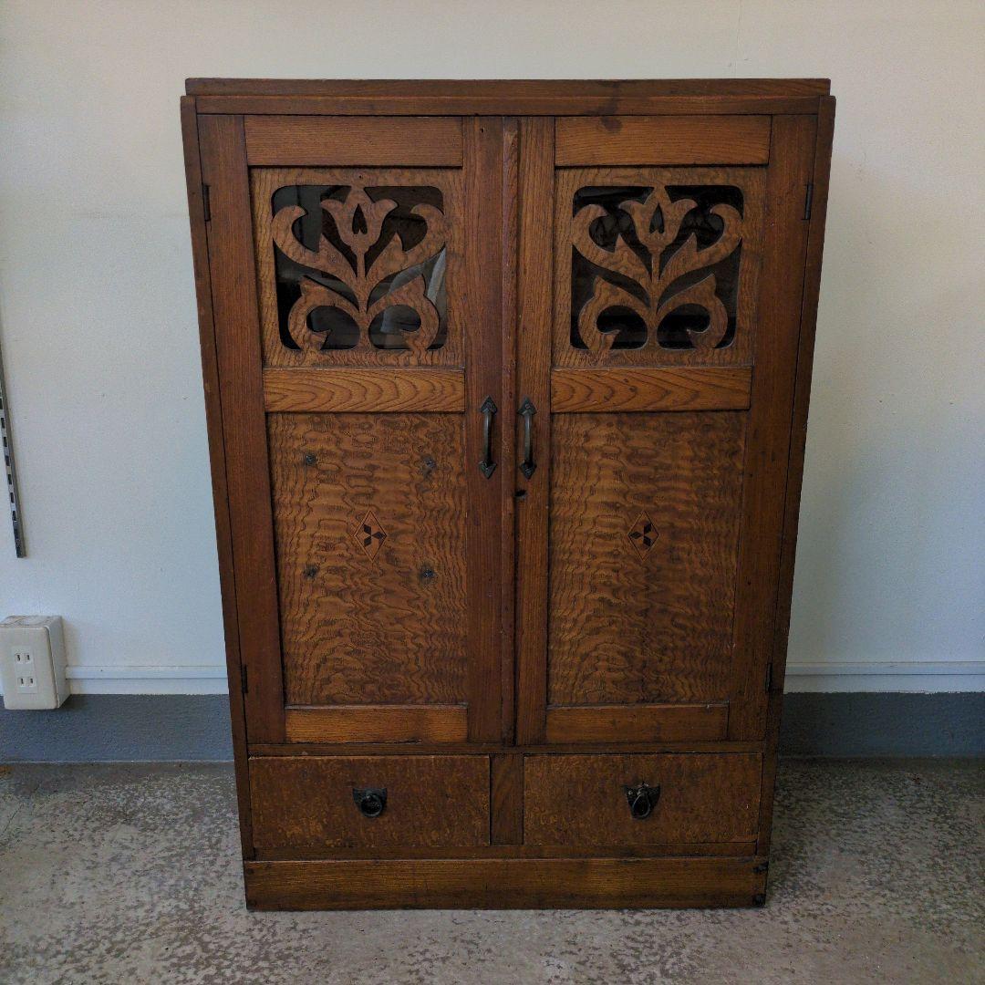 希少　アンティーク　棚　シェルフ　木製 本棚　食器棚