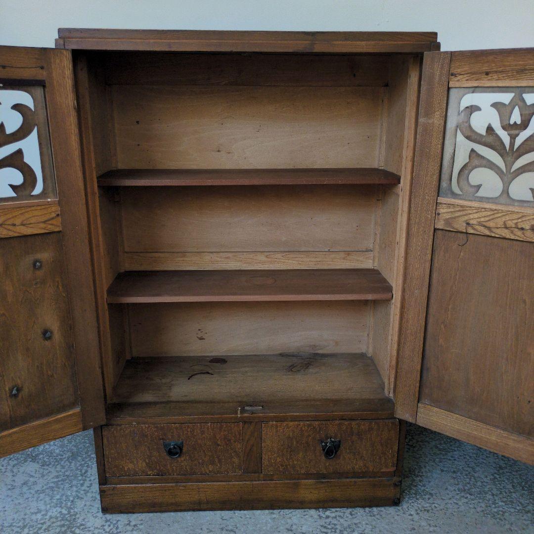 希少　アンティーク　棚　シェルフ　木製 本棚　食器棚
