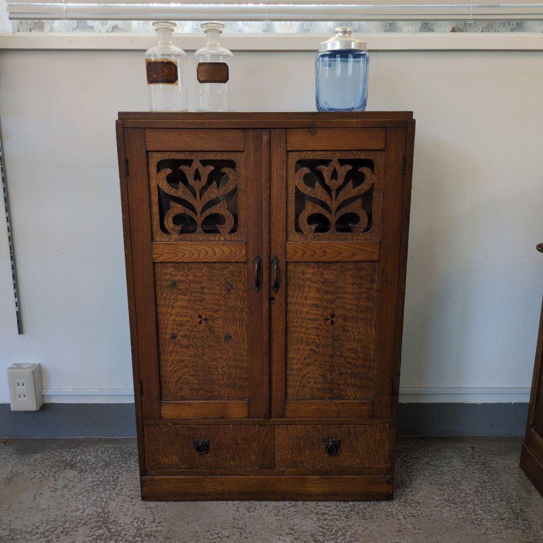 希少　アンティーク　棚　シェルフ　木製 本棚　食器棚