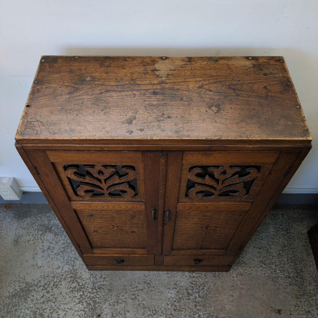 希少　アンティーク　棚　シェルフ　木製 本棚　食器棚