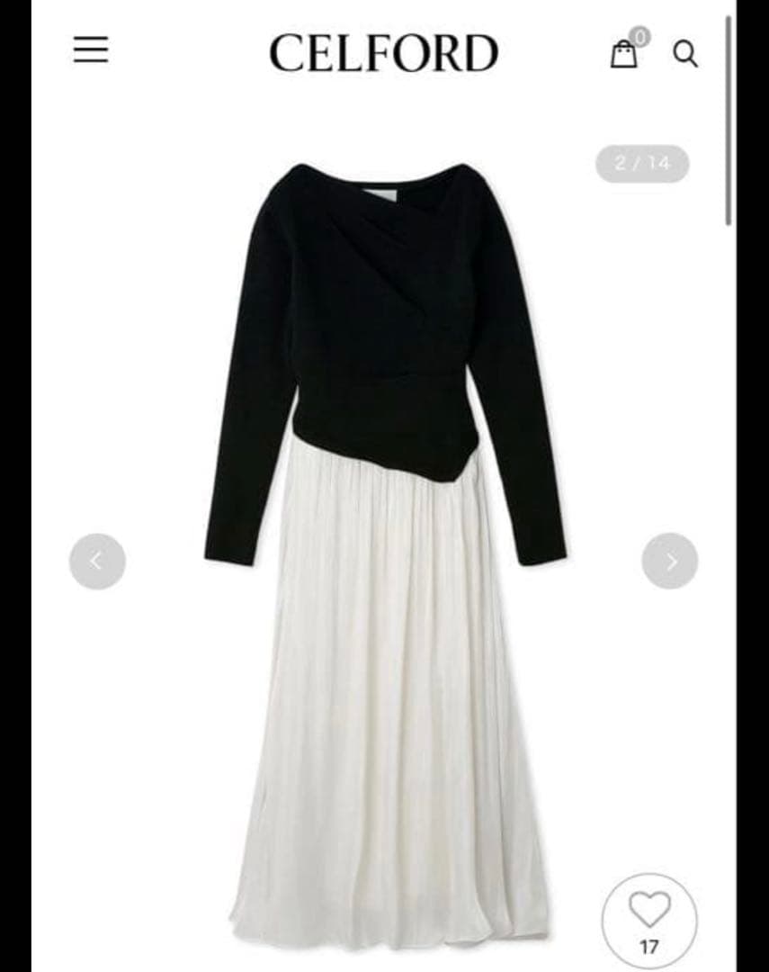 CELFORD（セルフォード） アシメネックニットドッキングワンピース　36