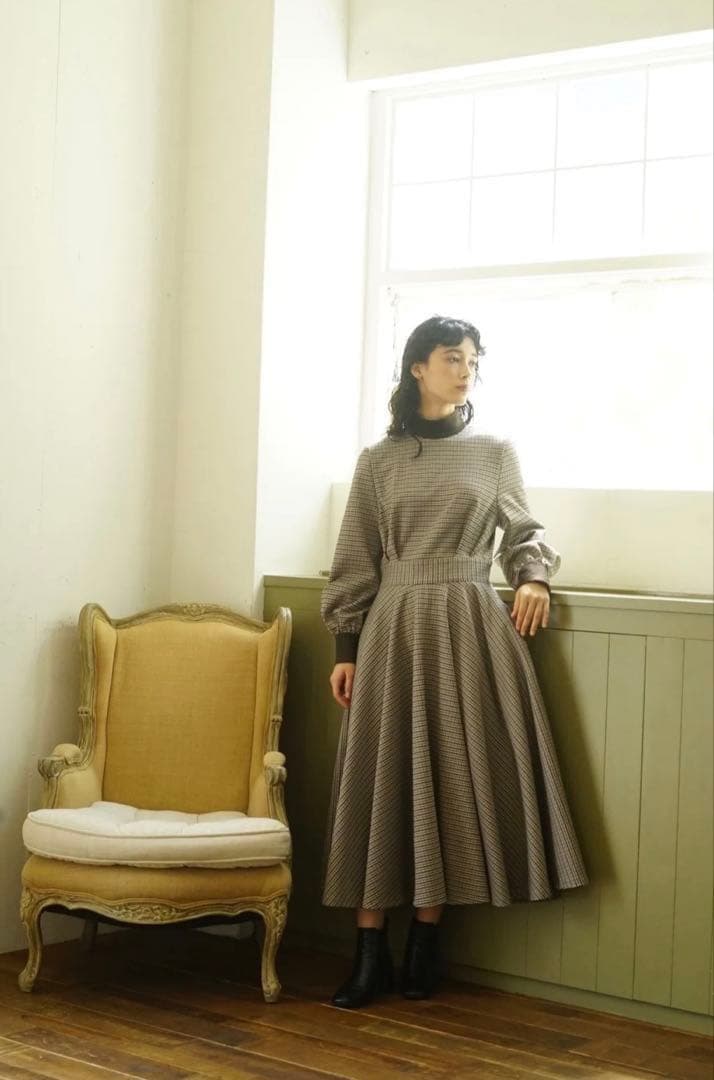 【本日1/25終了】foufou chidori 千鳥チェックロングワンピース1