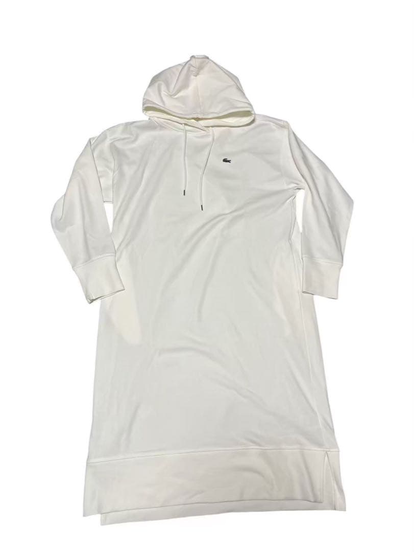 新品Lacoste ラコステフードワンピース　レディース　白トレーナーワンピース