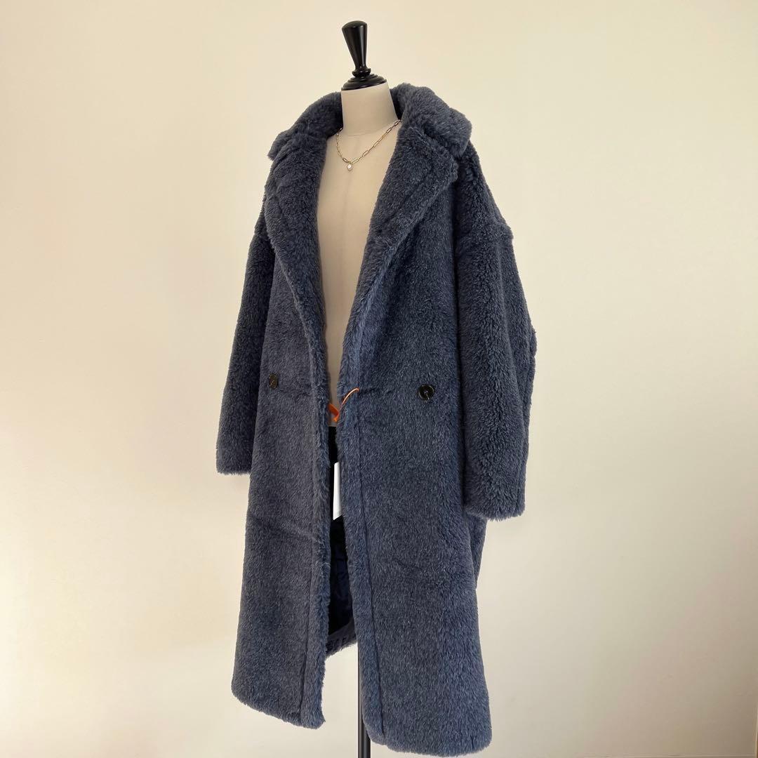 新型最新作❗️ベアロングコート テディコート ネイビー
