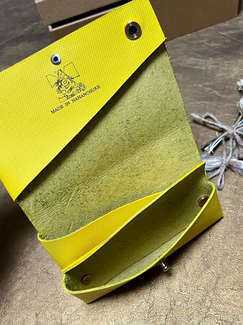 【ななのすけくんの財布】イエローバージョン　姫路レザー　隕石パウダー使用　龍神