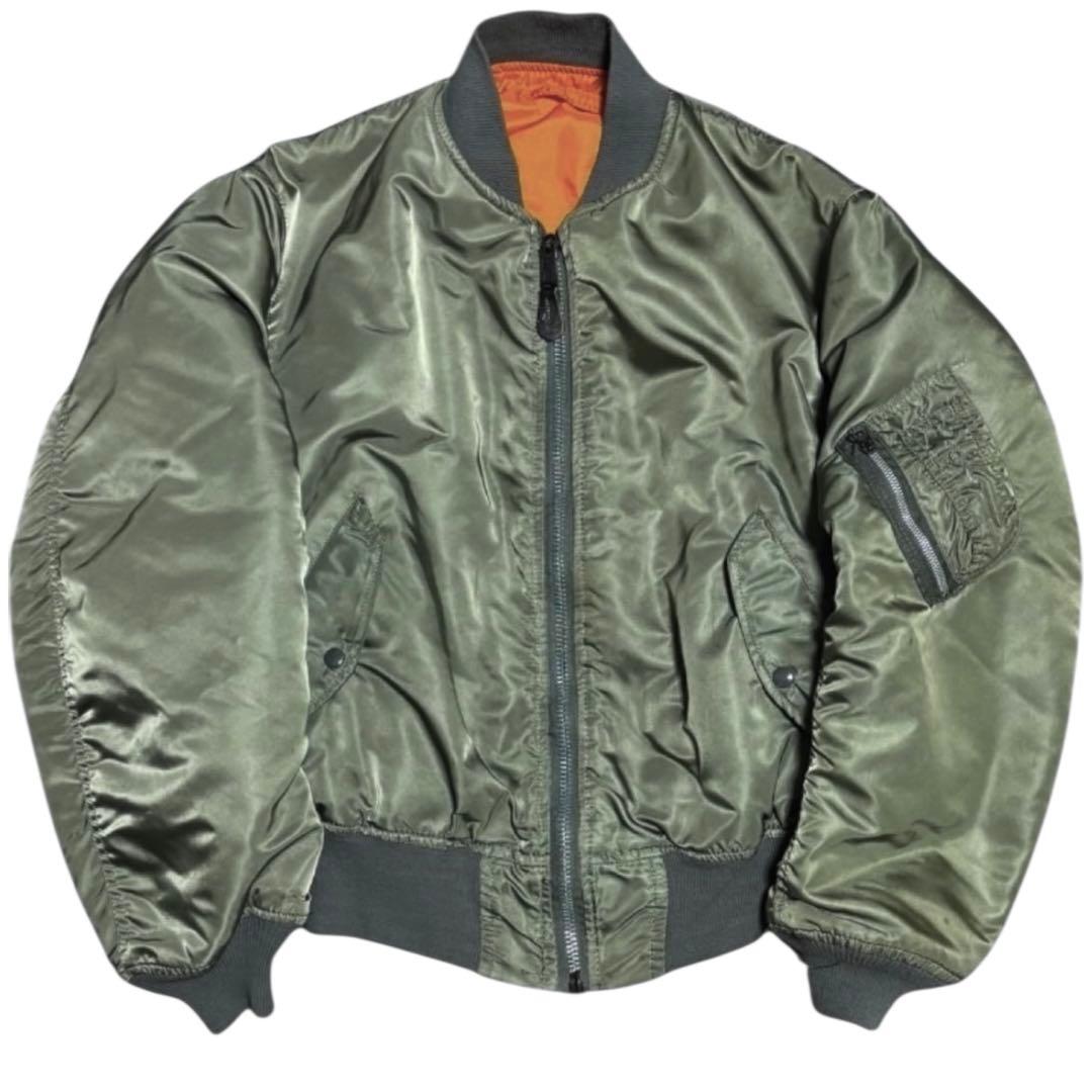 ALPHA 旧タグ 80s USA製 MA-1 ボンバージャケット XL セージ