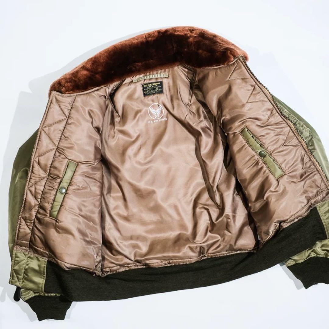 SサイズB-15B 初期型復刻フライトジャケットREALSIMONS ムートン襟