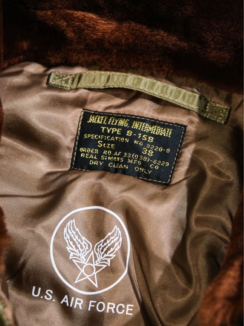 SサイズB-15B 初期型復刻フライトジャケットREALSIMONS ムートン襟