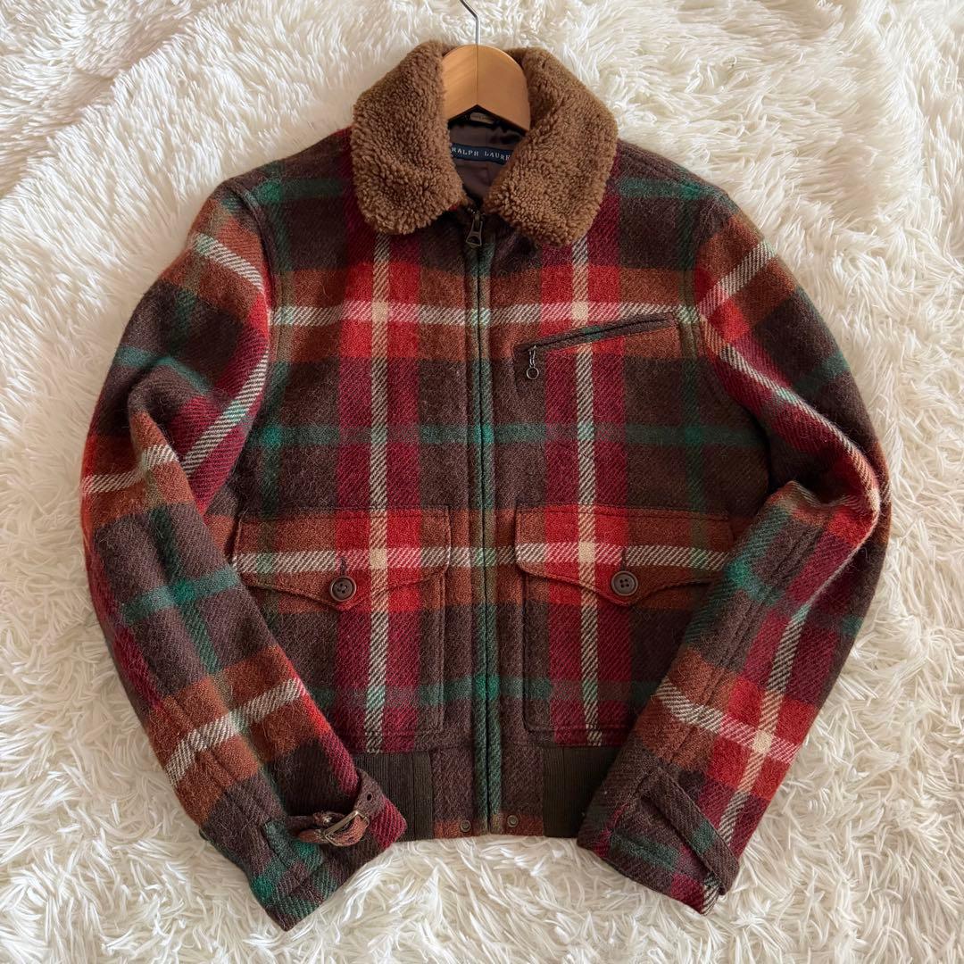 【極美品】【希少】ラルフローレン　ブルゾン　ファー　アルパカ　チェック柄　S