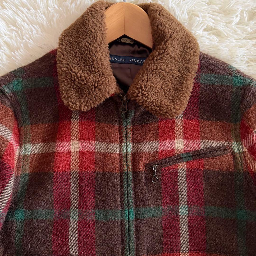 【極美品】【希少】ラルフローレン　ブルゾン　ファー　アルパカ　チェック柄　S