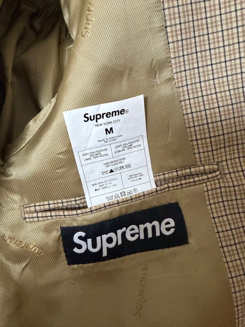 19ss Supreme Plaid Suit Tan M スーツ