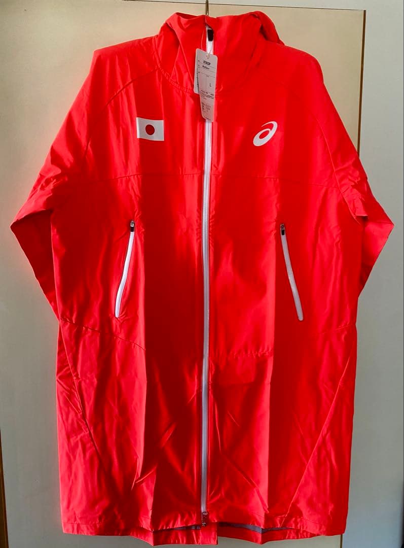 レインコート 雨具 asics L メンズ JAPAN 日本代表 カッパ 未着用