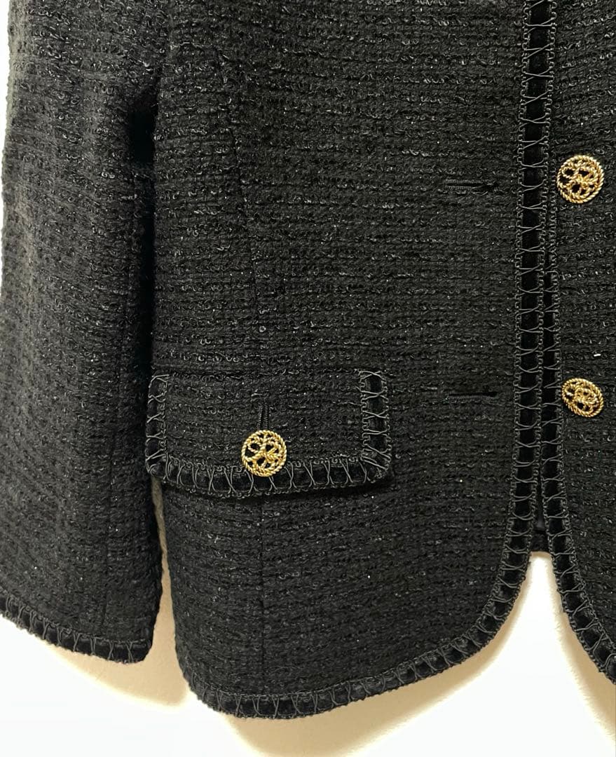 【Burberry ／バーバリー】ノーカラージャケット サイズ１１号　ツイード