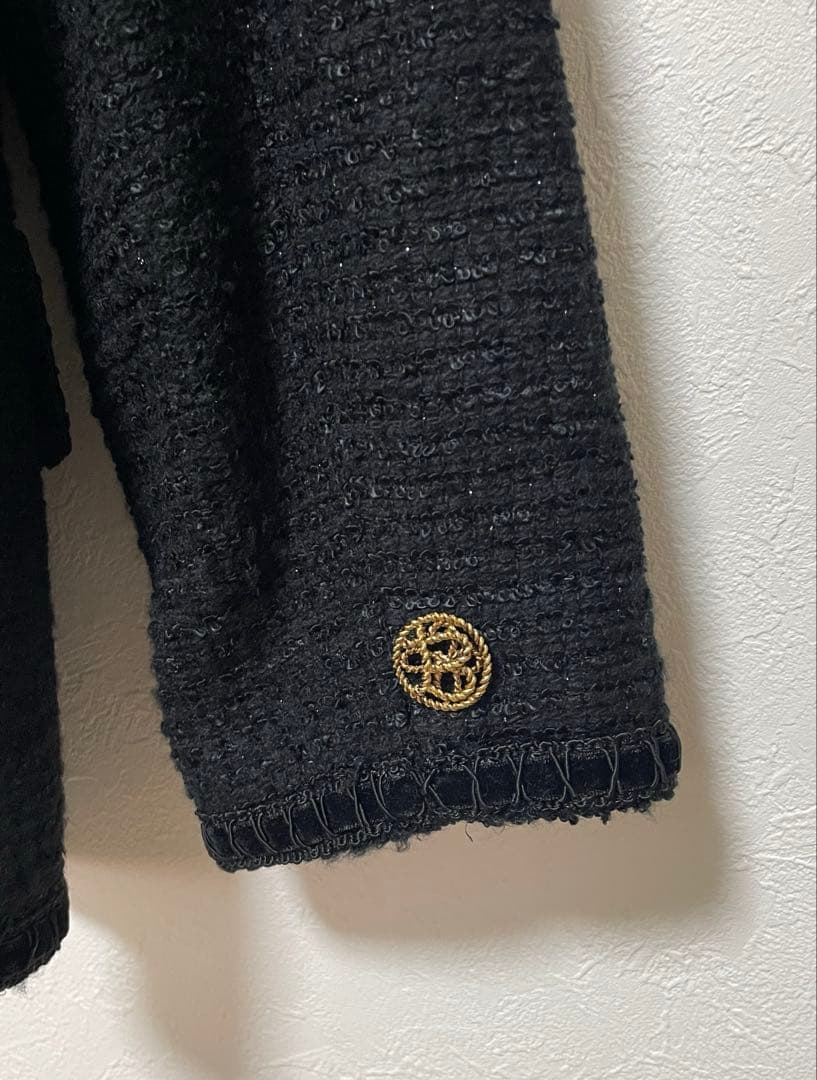 【Burberry ／バーバリー】ノーカラージャケット サイズ１１号　ツイード