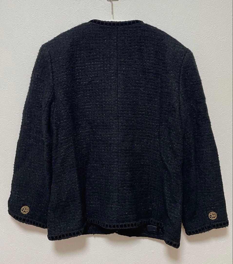 【Burberry ／バーバリー】ノーカラージャケット サイズ１１号　ツイード