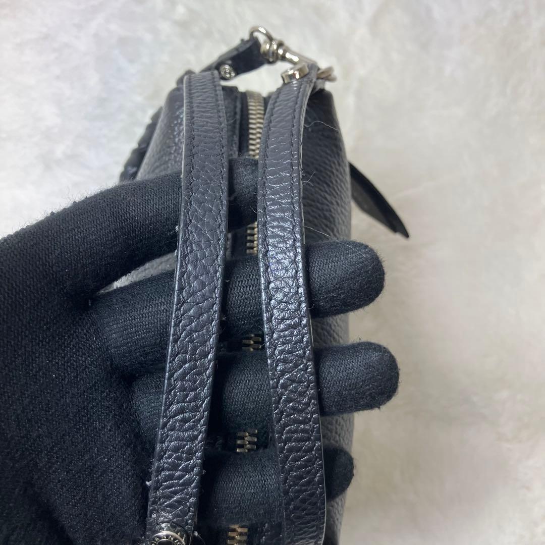 ジャンニキャリーニ✨アリファ S 2way ショルダーバッグ 黒 シボ革 レザー