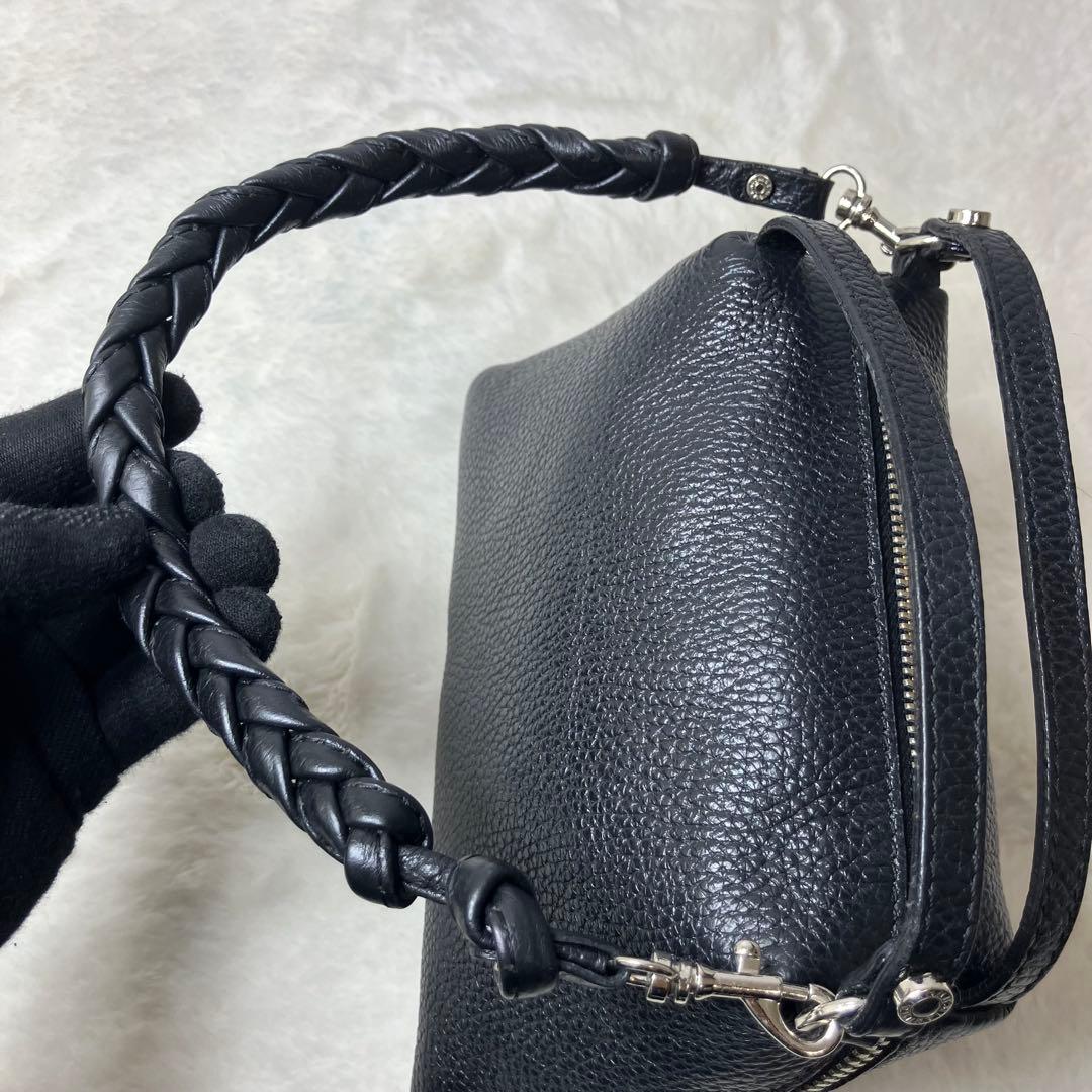 ジャンニキャリーニ✨アリファ S 2way ショルダーバッグ 黒 シボ革 レザー