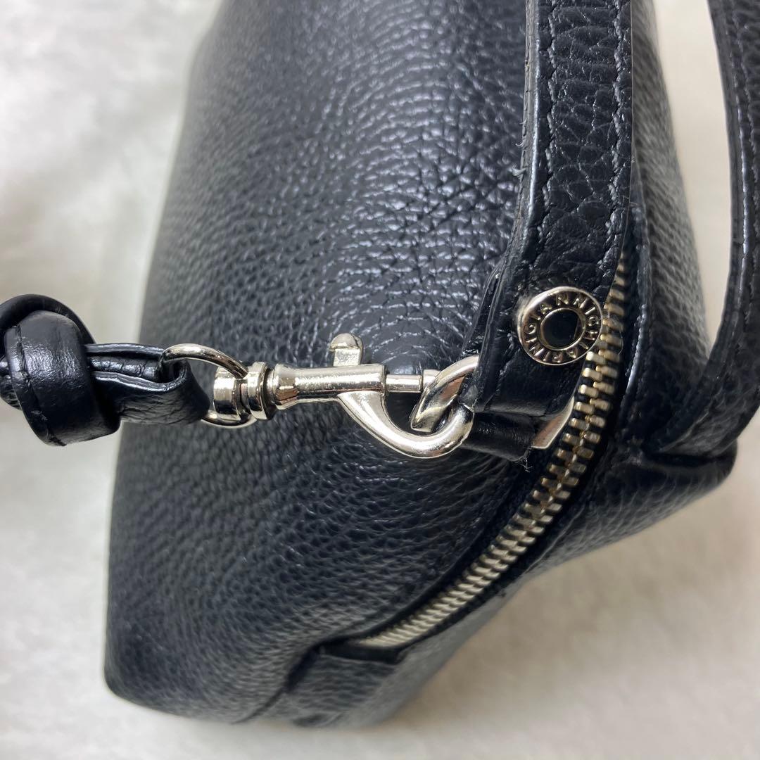 ジャンニキャリーニ✨アリファ S 2way ショルダーバッグ 黒 シボ革 レザー