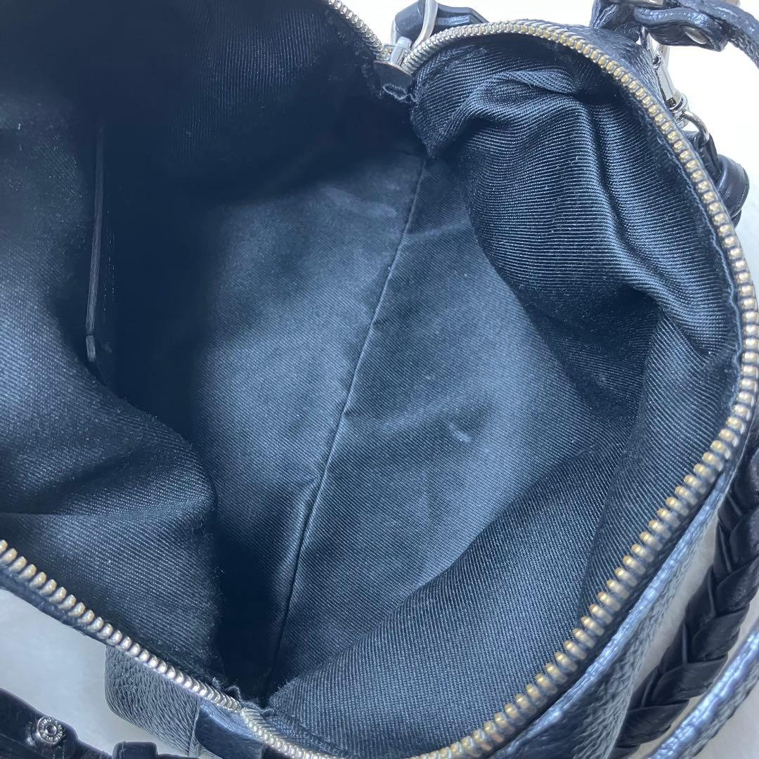 ジャンニキャリーニ✨アリファ S 2way ショルダーバッグ 黒 シボ革 レザー