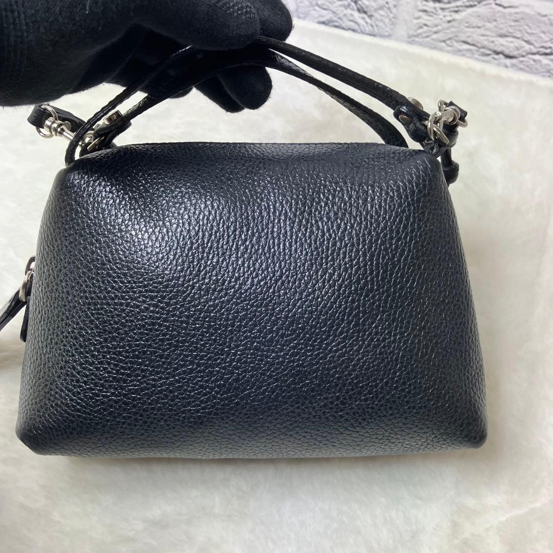 ジャンニキャリーニ✨アリファ S 2way ショルダーバッグ 黒 シボ革 レザー