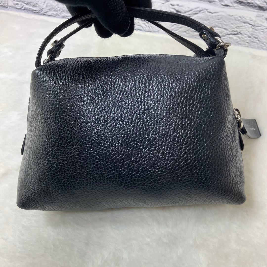 ジャンニキャリーニ✨アリファ S 2way ショルダーバッグ 黒 シボ革 レザー