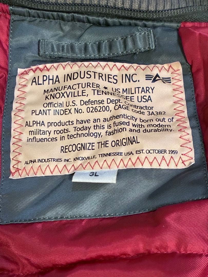 ALPHA INDUSTRIES アルファインダストリーズ ma-1 3L