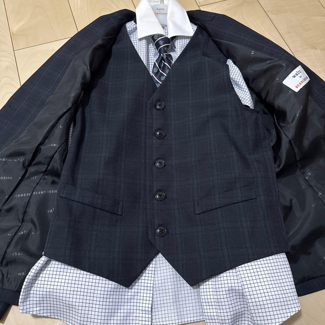 BEAMS DESIGN フォーマルスーツ ３ピーススーツ 卒業式 紺系 160