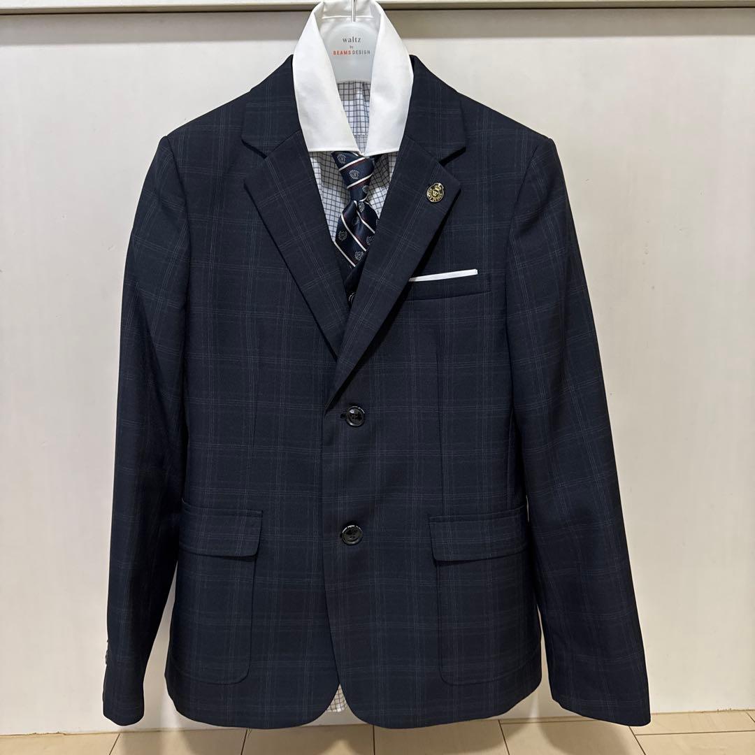 BEAMS DESIGN フォーマルスーツ ３ピーススーツ 卒業式 紺系 160
