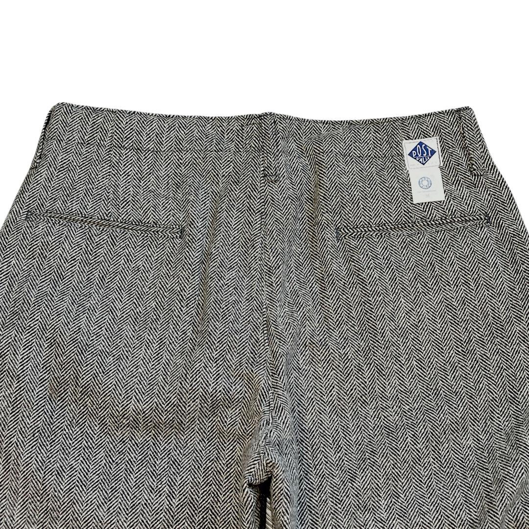 未使用 ポストオーバーオールズ アメリカ製 ヘリンボーンウールトラウザーズ M