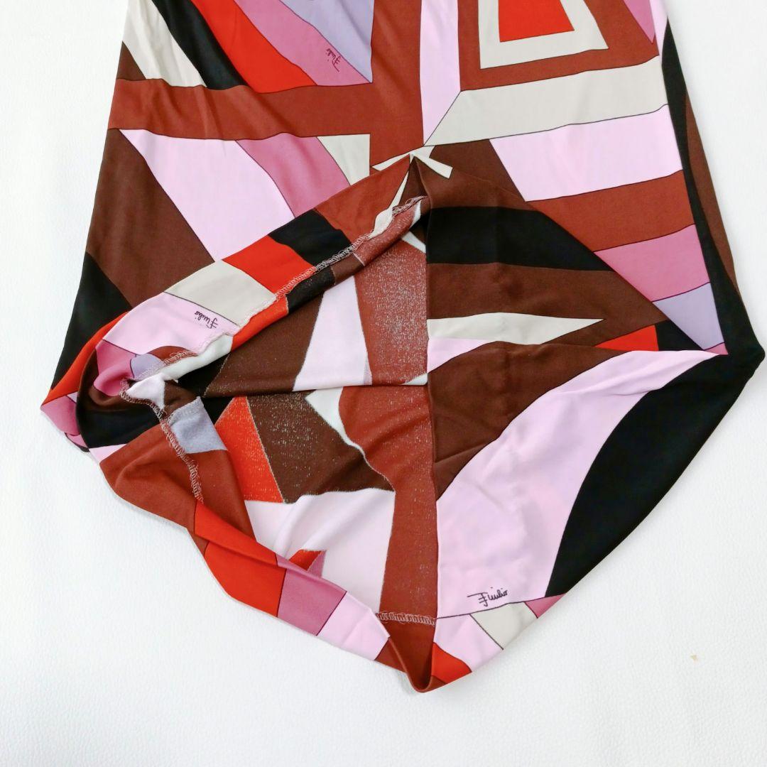 【エミリオプッチ】ロングワンピース　総柄　イタリア製　ベルト　プッチ柄　伸縮