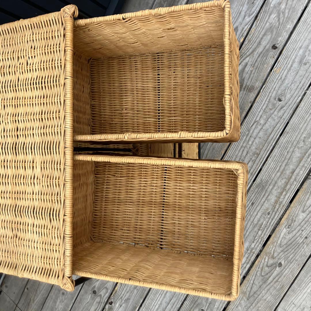 北欧レトロ アイアンフレーム ラタンチェスト キッチンラック ビンテージ