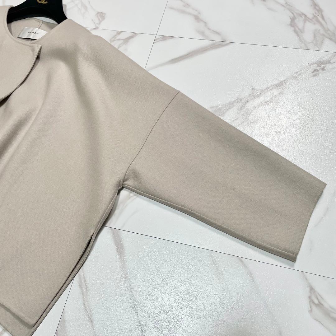 アドーア ライトリバーノーカラージャケット ボックスシルエット ウール 38