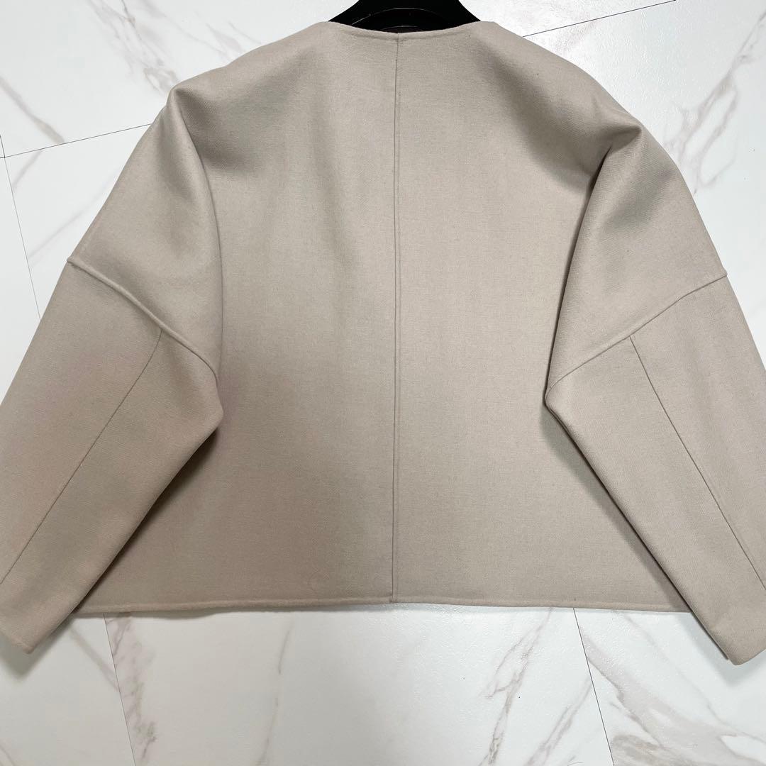 アドーア ライトリバーノーカラージャケット ボックスシルエット ウール 38
