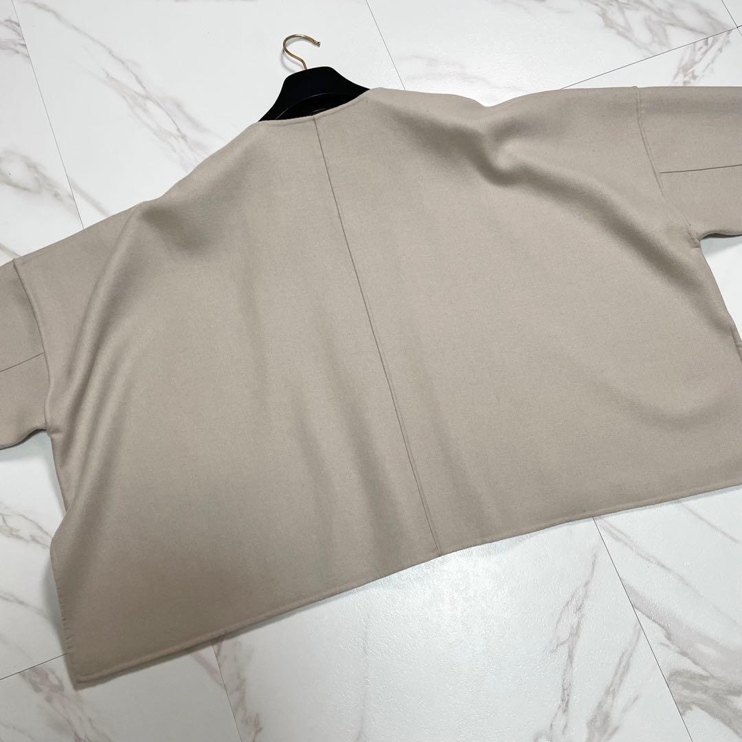 アドーア ライトリバーノーカラージャケット ボックスシルエット ウール 38