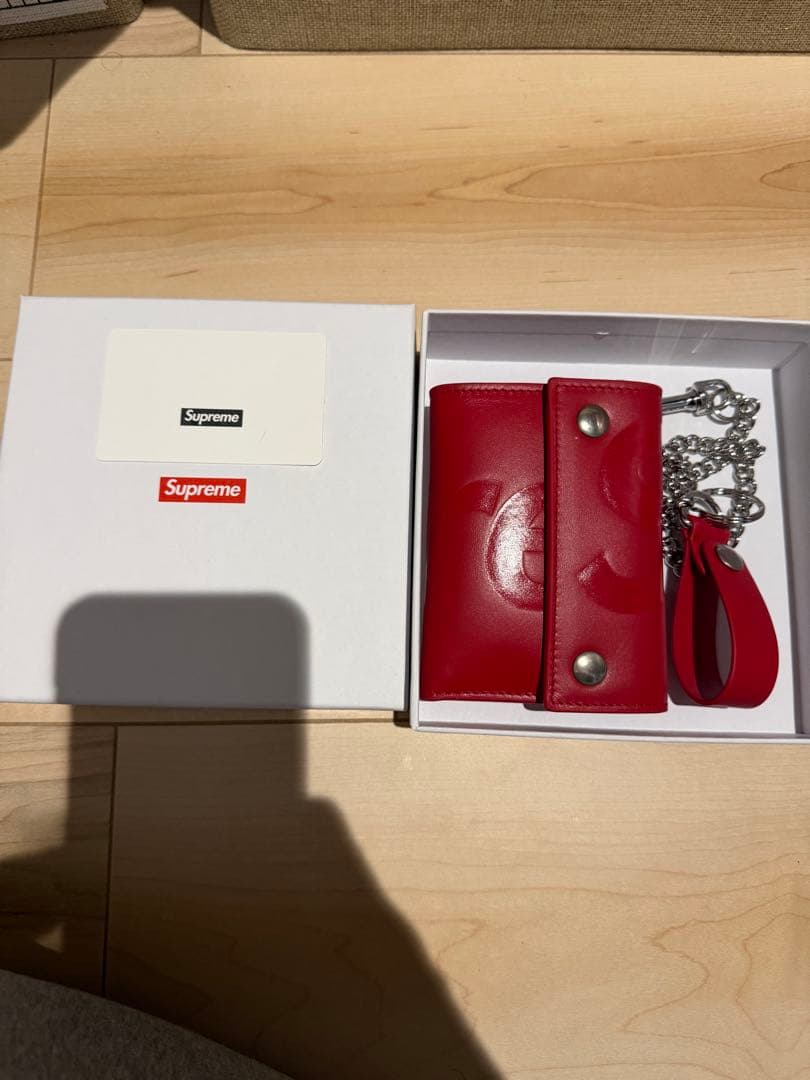 小物 Supreme Leather Chain Wallet 25FW RED