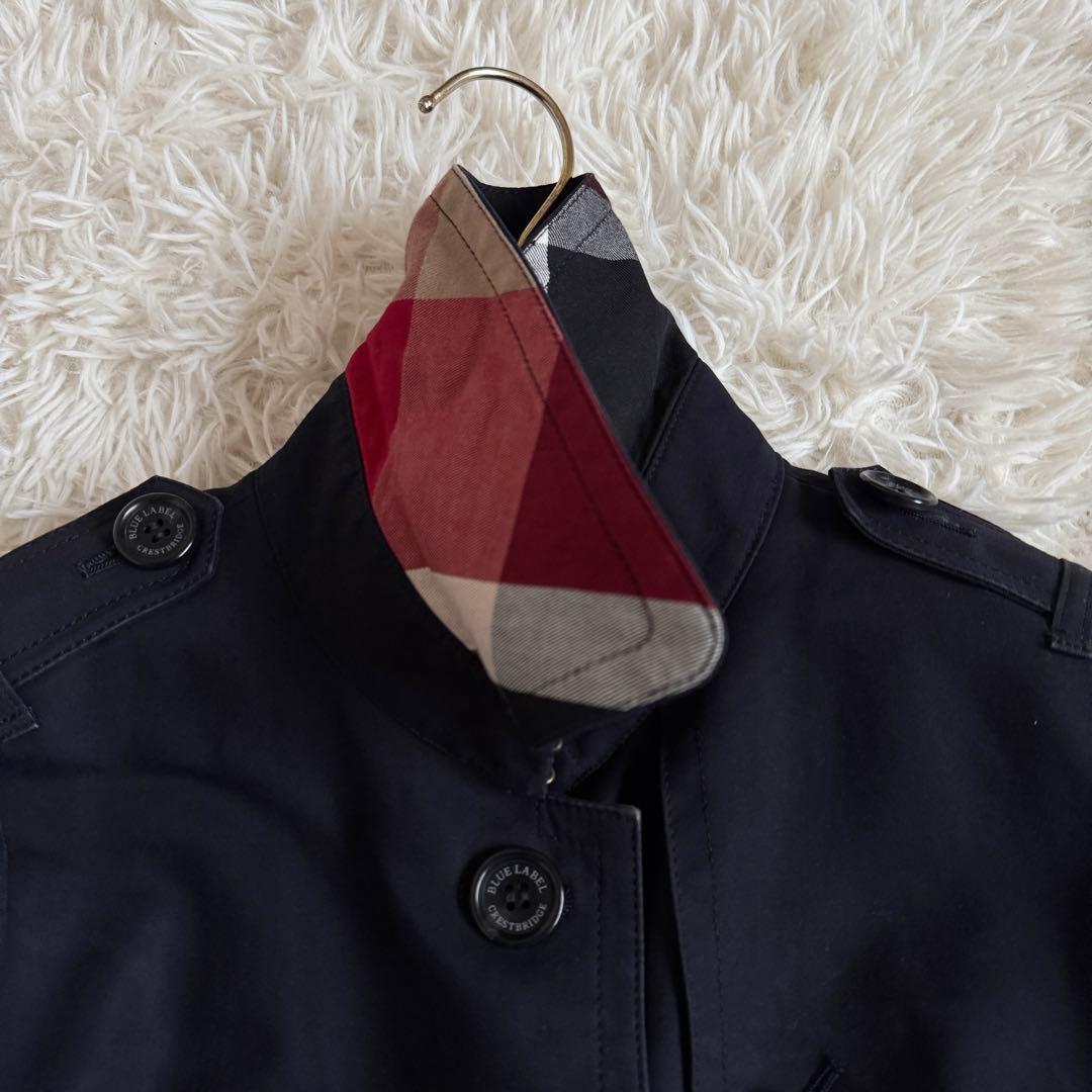 美品　ブルーレーベルクレストブリッジ　シングル　トレンチコート　2way　濃紺