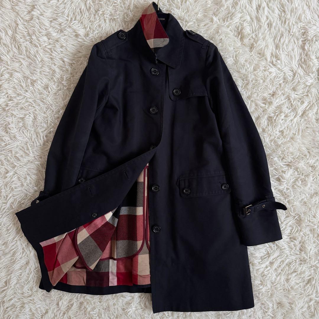 美品　ブルーレーベルクレストブリッジ　シングル　トレンチコート　2way　濃紺