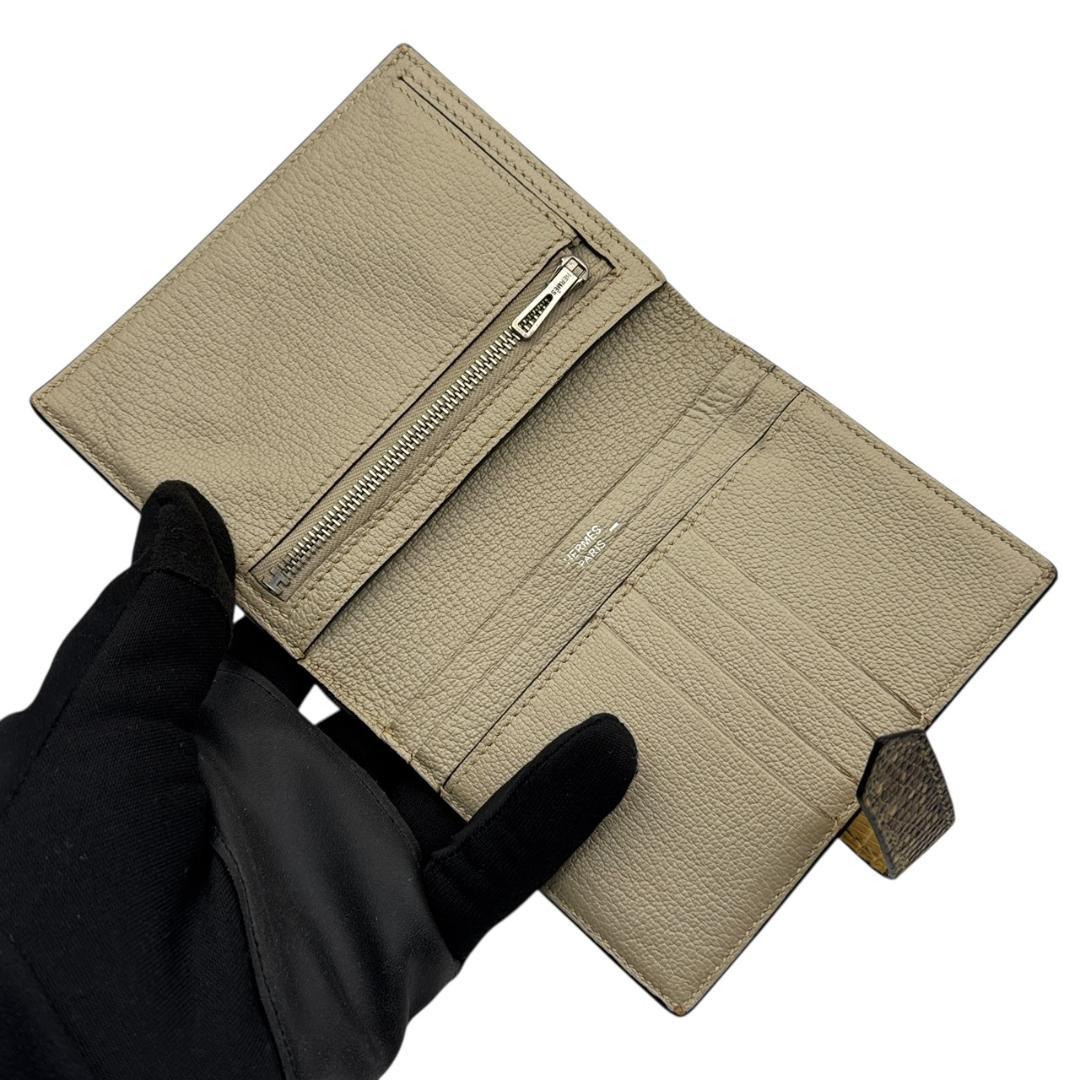 【極美品】エルメス ベアンコンパクト リザードレザー シルバー金具 □L刻印