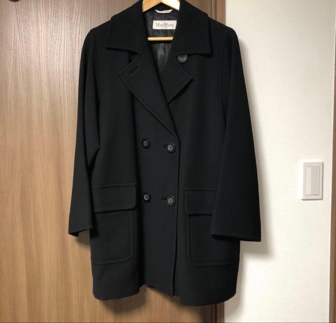 MaxMara ブラック ダブルブレストピーコート