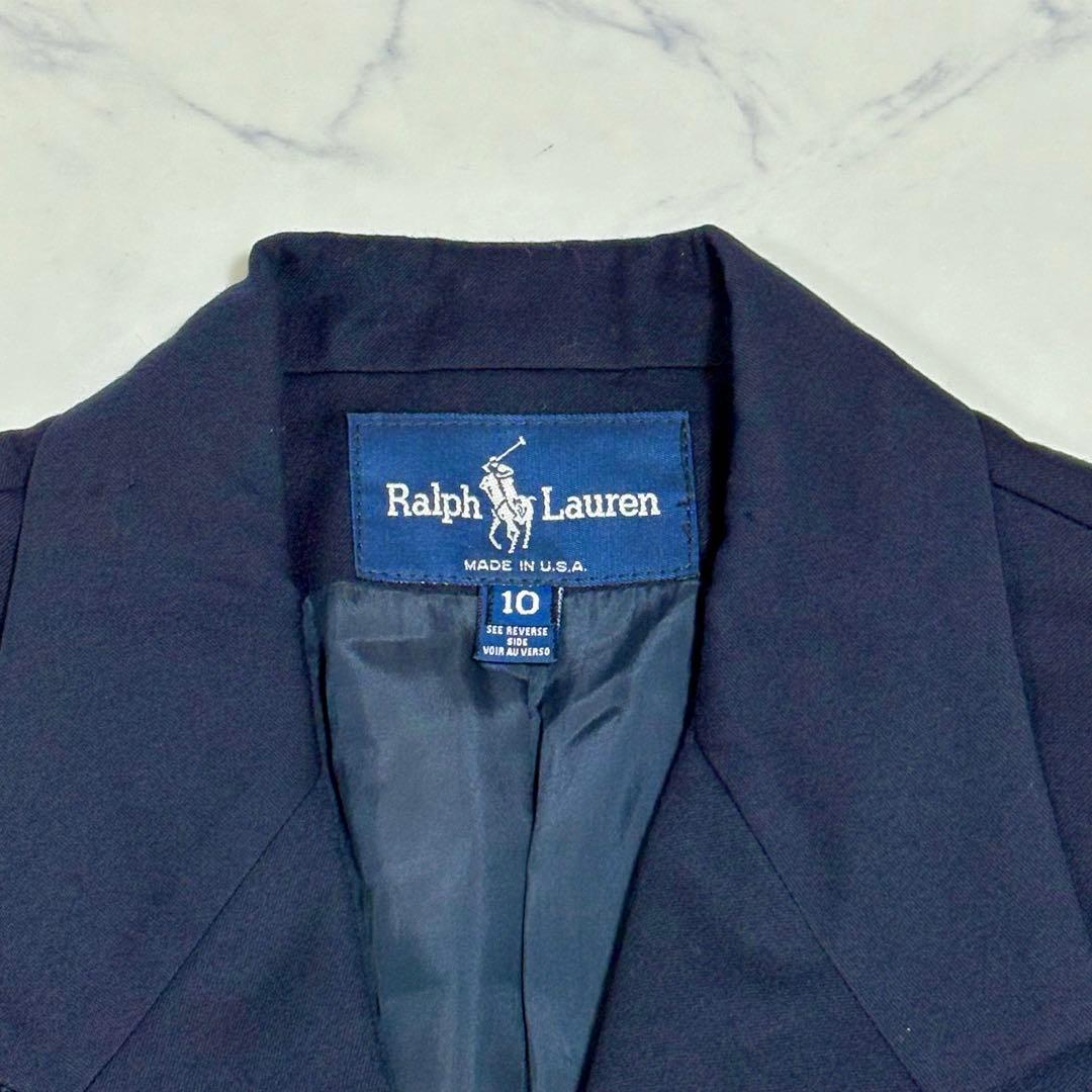 美品 ラルフローレン 金ボタン 紺ブレ ダブルジャケット 10 M相当 ネイビー