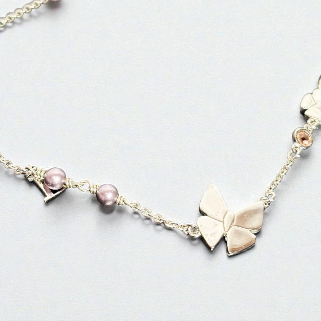 Christian Dior　バタフライモチーフ ネックレス シルバー系