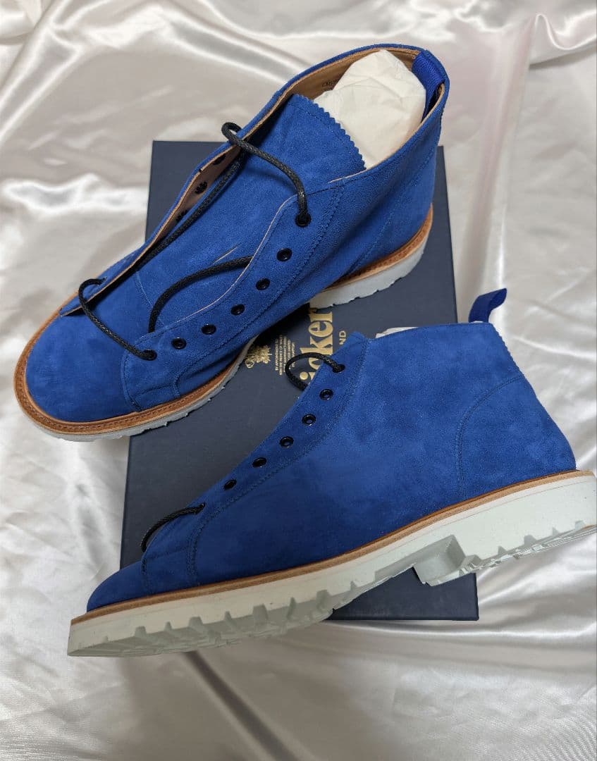 ヒ*デ様 新品未使用　tricker's　スエード　ブーツ　ブルー　ビブラムソー