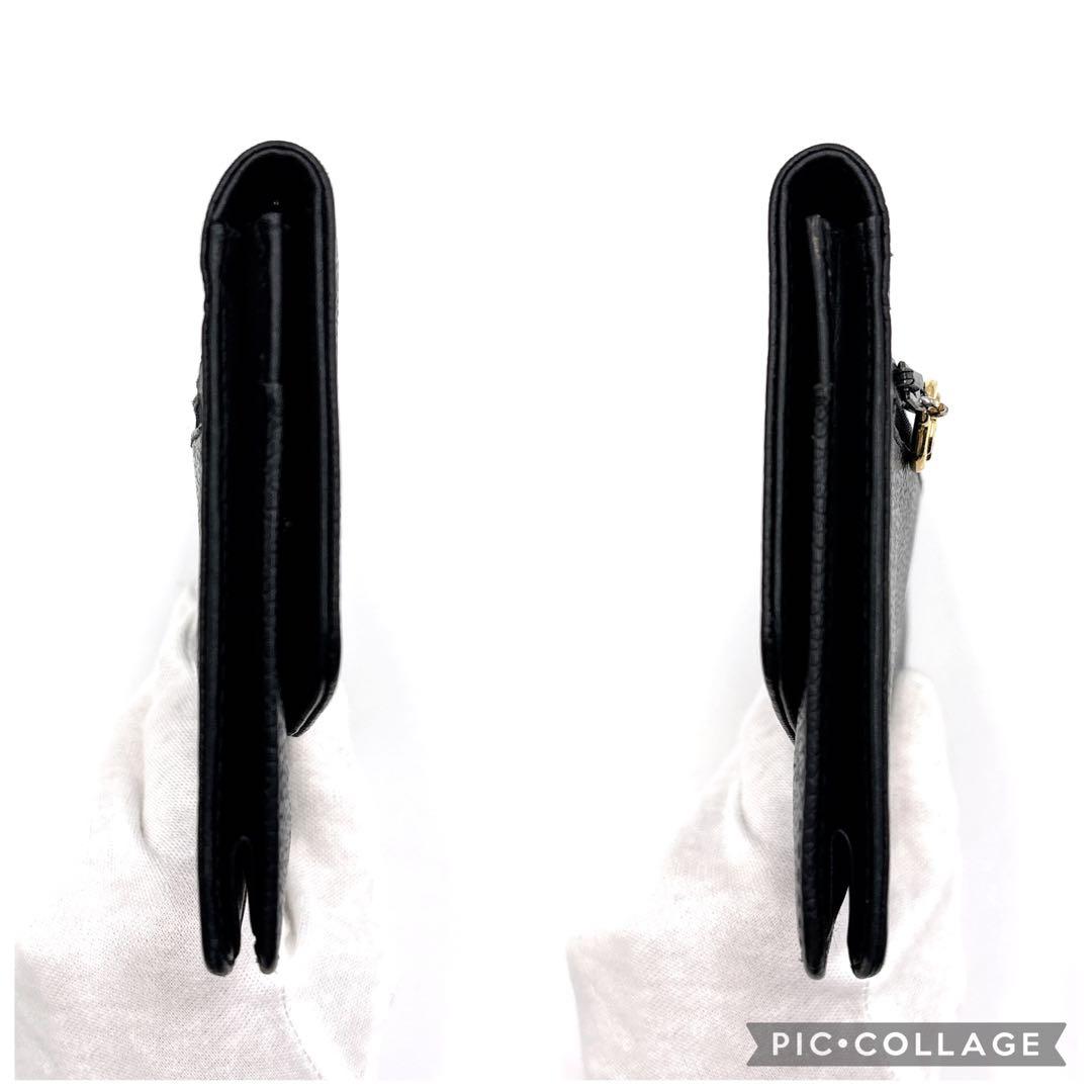 【美品】CHANEL シャネル ココマーク キャビアスキン 折り財布 ゴールド