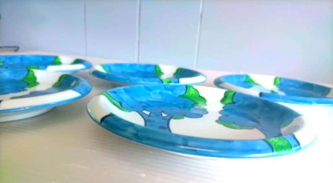 【新品未使用 】 源右衛門 染錦 大樹 銘々皿 5枚 共箱