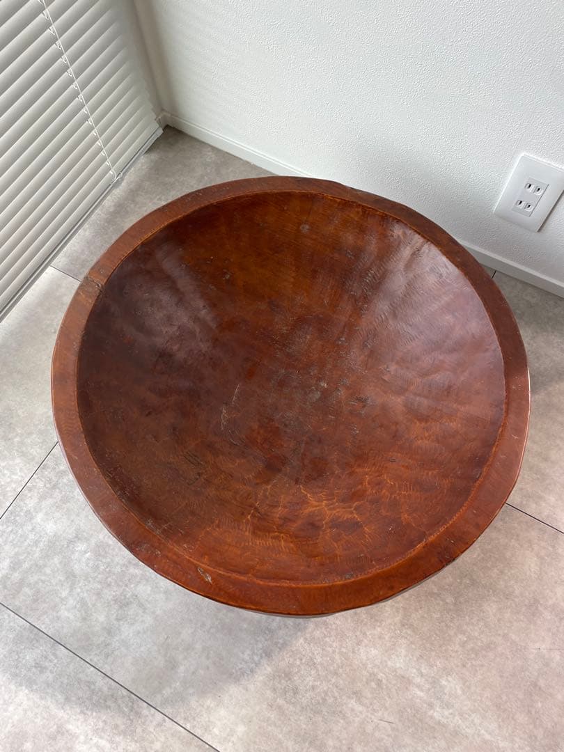 木製 大きな円錐形ボウル チーク無垢材